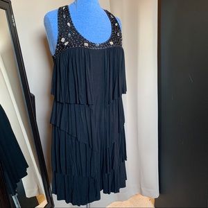 Fun Black Short Tank Dress With Rhinestone Decoration